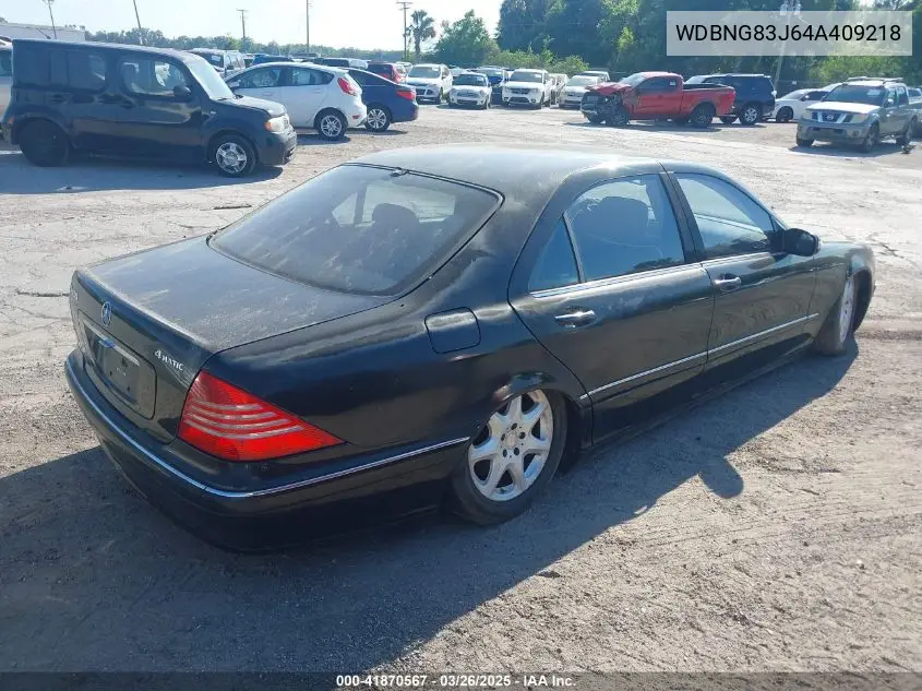 2004 Mercedes-Benz S 430 4Matic VIN: WDBNG83J64A409218 Lot: 41870567