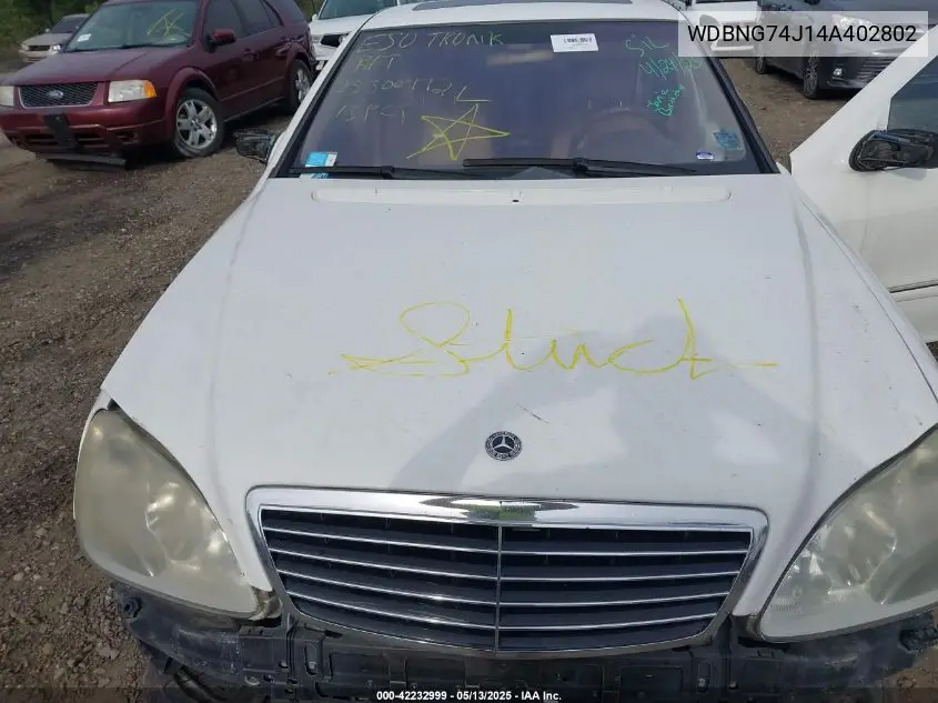 2004 Mercedes-Benz S 55 Amg VIN: WDBNG74J14A402802 Lot: 42232999
