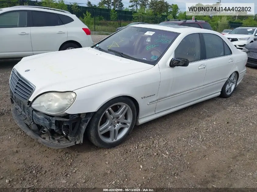 2004 Mercedes-Benz S 55 Amg VIN: WDBNG74J14A402802 Lot: 42232999