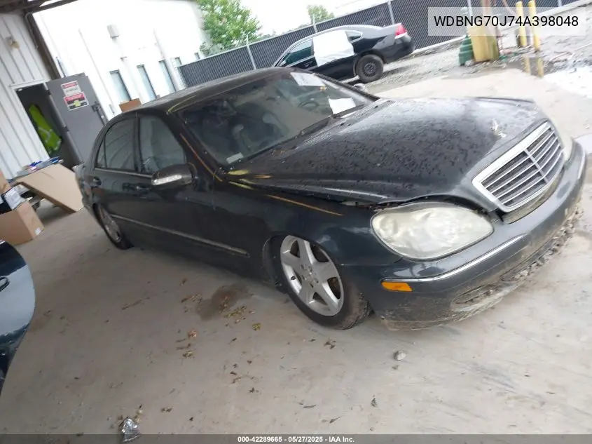 2004 Mercedes-Benz S 430 VIN: WDBNG70J74A398048 Lot: 42289665
