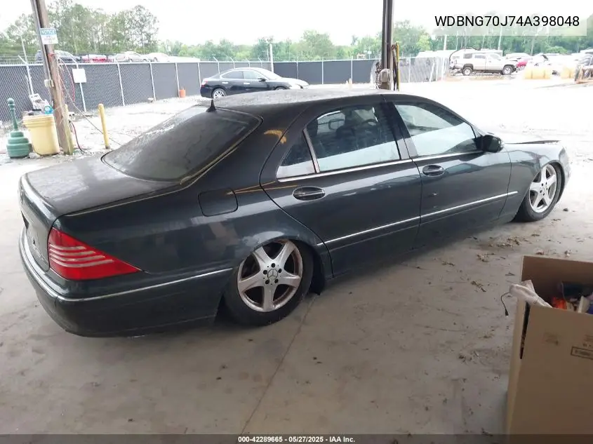 2004 Mercedes-Benz S 430 VIN: WDBNG70J74A398048 Lot: 42289665