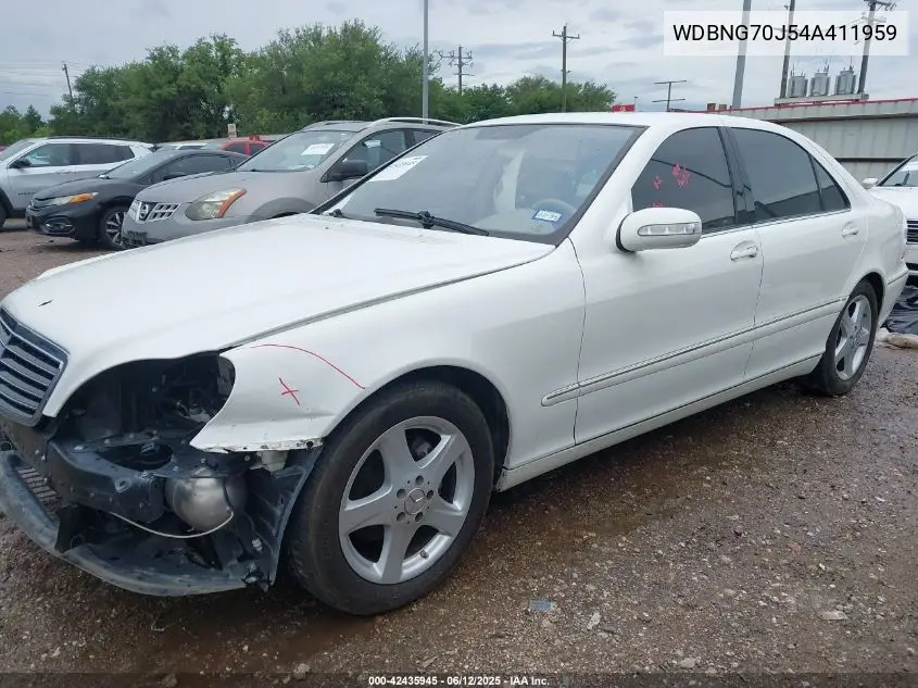 2004 Mercedes-Benz S 430 VIN: WDBNG70J54A411959 Lot: 42435945