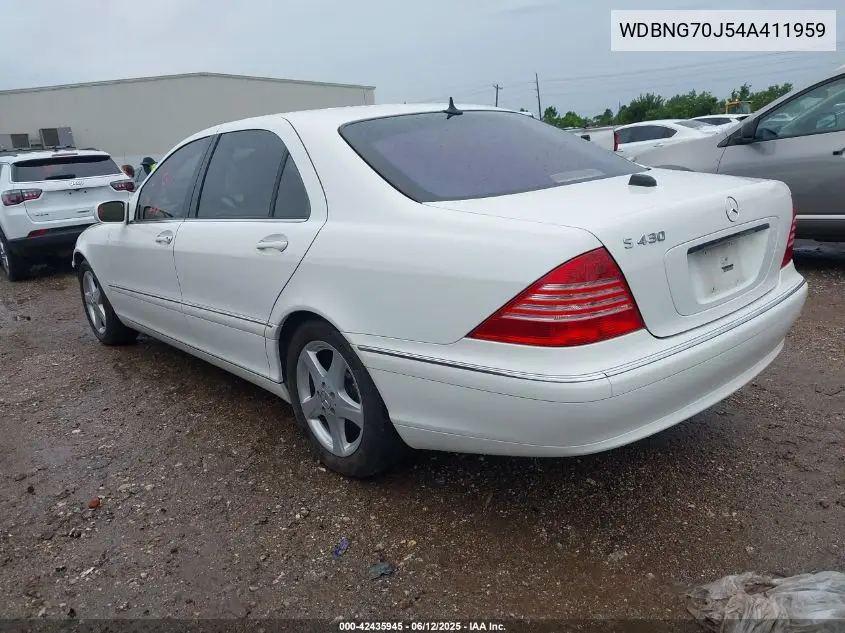 2004 Mercedes-Benz S 430 VIN: WDBNG70J54A411959 Lot: 42435945