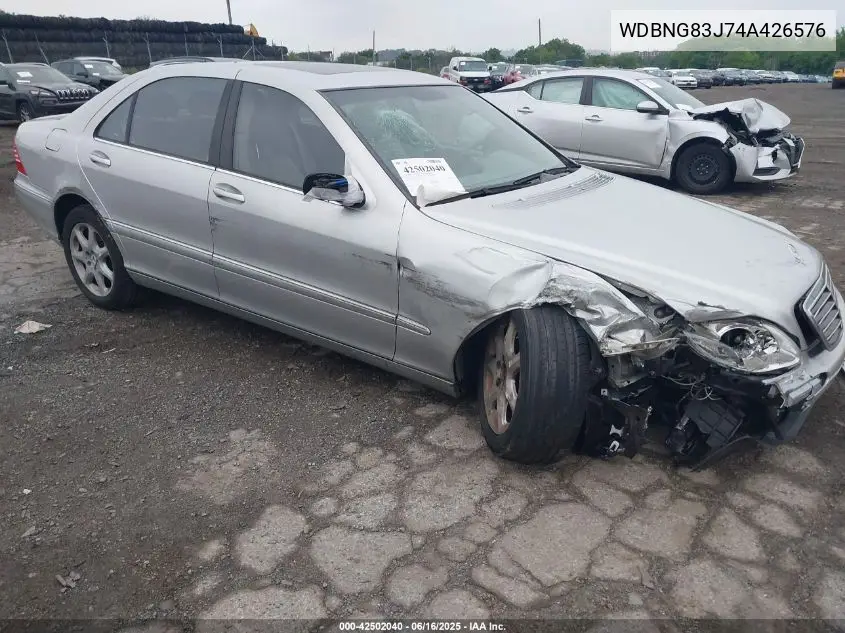2004 Mercedes-Benz S-Class 4.3L VIN: WDBNG83J74A426576 Lot: 42502040