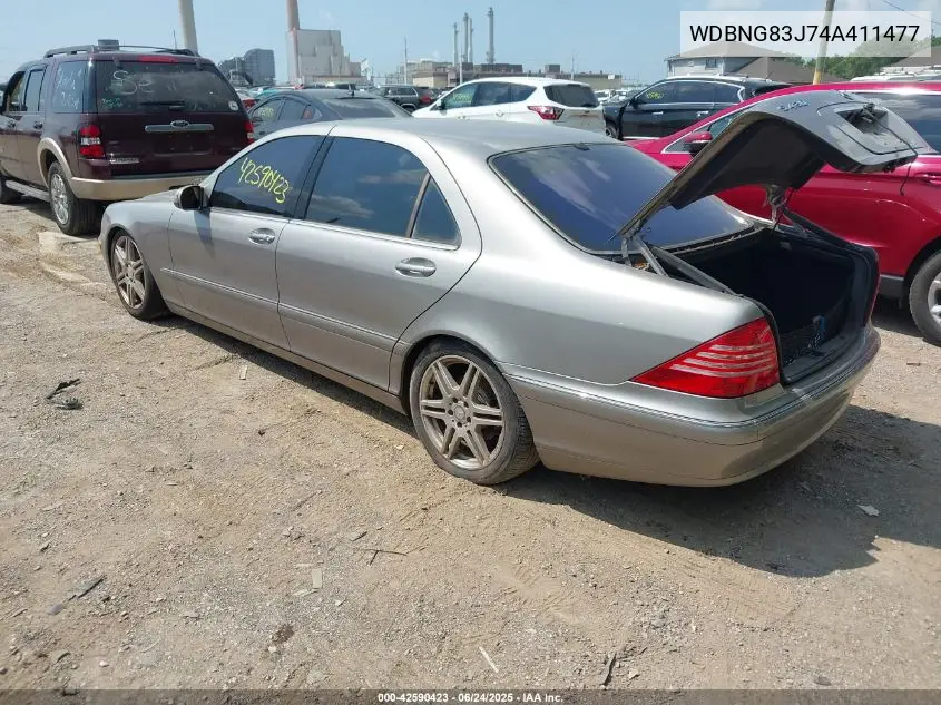 2004 Mercedes-Benz S 430 4Matic VIN: WDBNG83J74A411477 Lot: 42590423