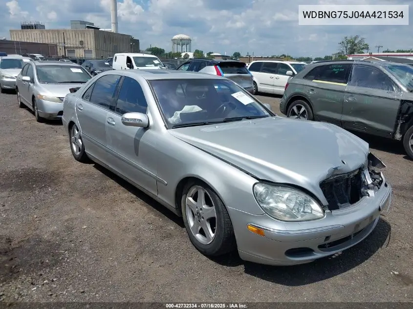 2004 Mercedes-Benz S 500 VIN: WDBNG75J04A421534 Lot: 42732334