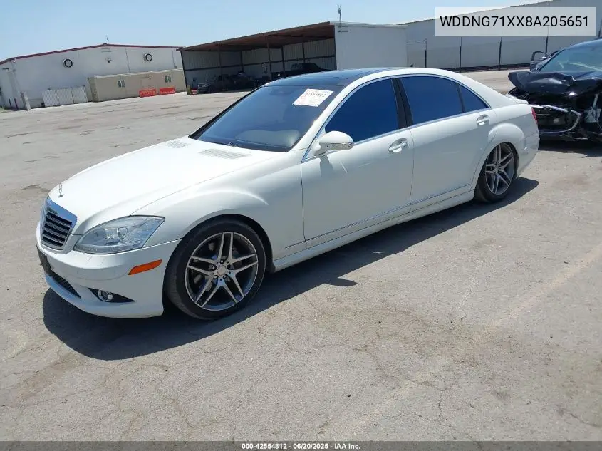 2008 Mercedes-Benz S 550 VIN: WDDNG71XX8A205651 Lot: 42554812
