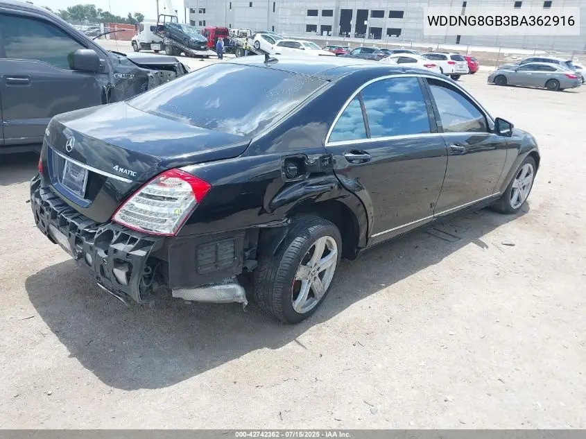 2011 Mercedes-Benz S 550 4Matic VIN: WDDNG8GB3BA362916 Lot: 42742362