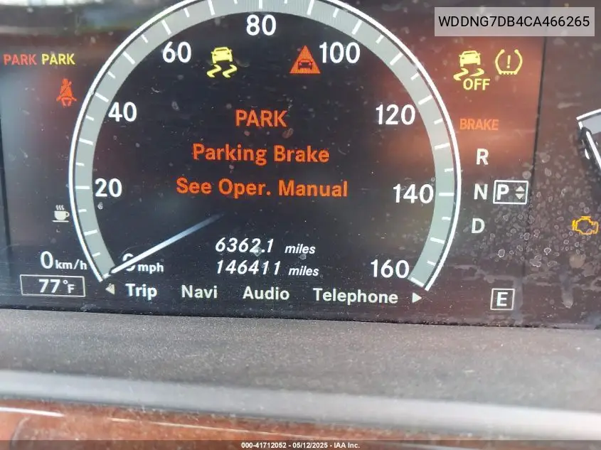 2012 Mercedes-Benz S 550 VIN: WDDNG7DB4CA466265 Lot: 41712052