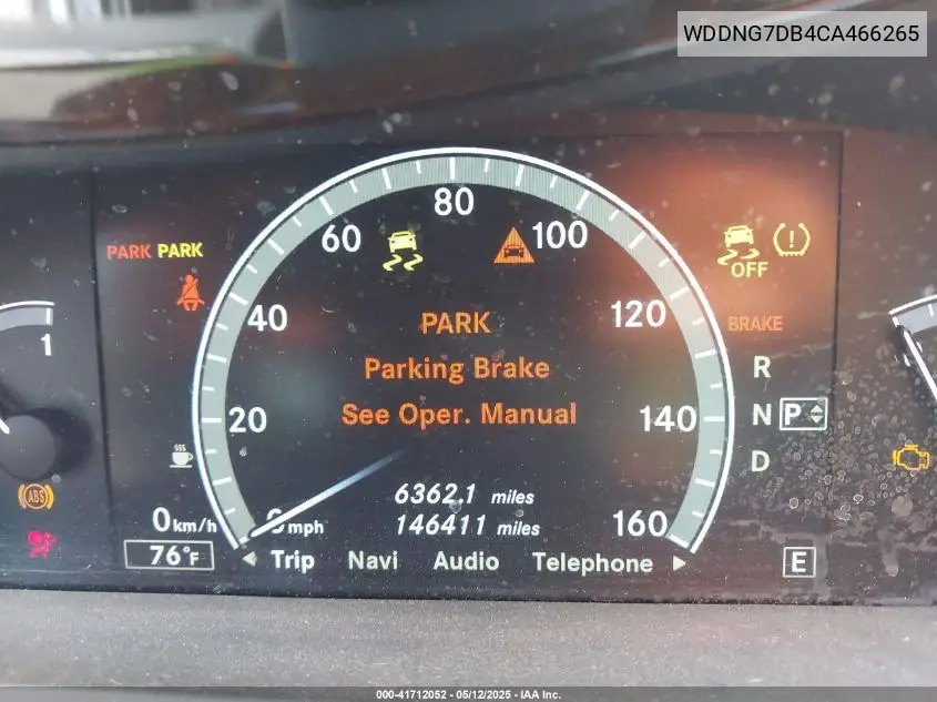 2012 Mercedes-Benz S 550 VIN: WDDNG7DB4CA466265 Lot: 41712052