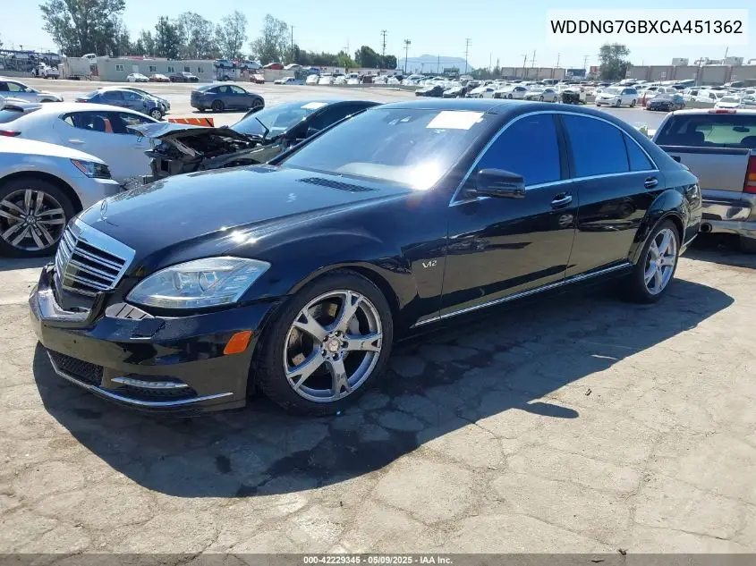 2012 Mercedes-Benz S 600 VIN: WDDNG7GBXCA451362 Lot: 42229345
