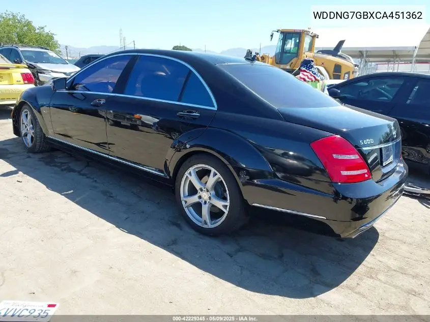 2012 Mercedes-Benz S 600 VIN: WDDNG7GBXCA451362 Lot: 42229345