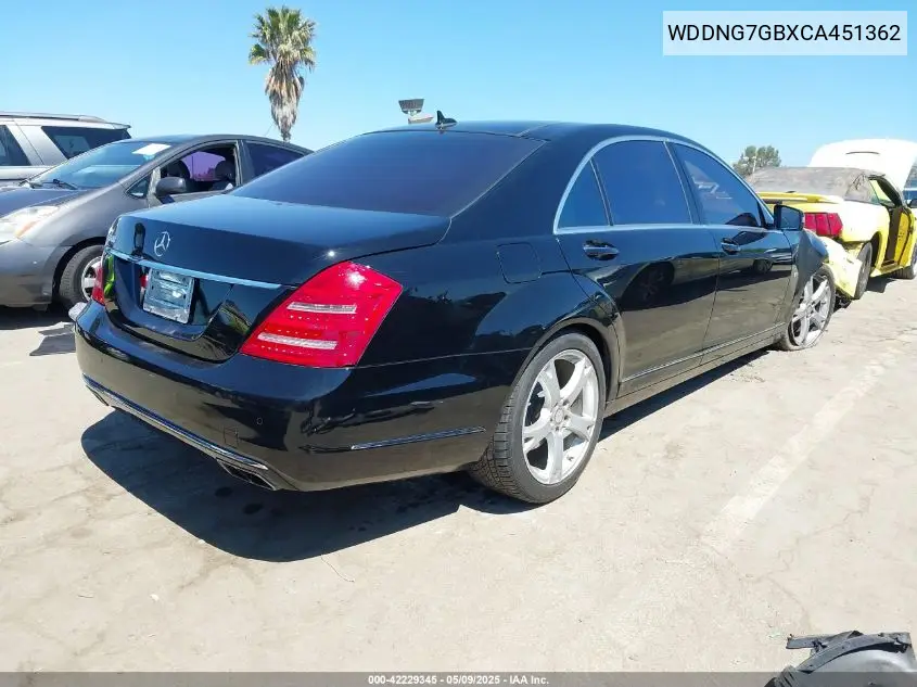 2012 Mercedes-Benz S 600 VIN: WDDNG7GBXCA451362 Lot: 42229345