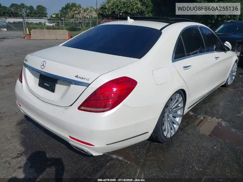 2016 Mercedes-Benz S 550 4Matic VIN: WDDUG8FB6GA255136 Lot: 42761050