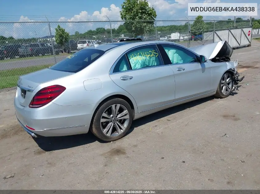2019 Mercedes-Benz S 450 4Matic VIN: WDDUG6EB4KA438338 Lot: 42614225