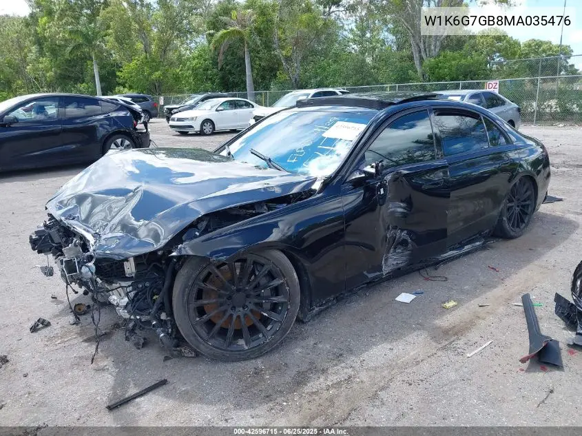 2021 Mercedes-Benz S 580 4Matic VIN: W1K6G7GB8MA035476 Lot: 42596715