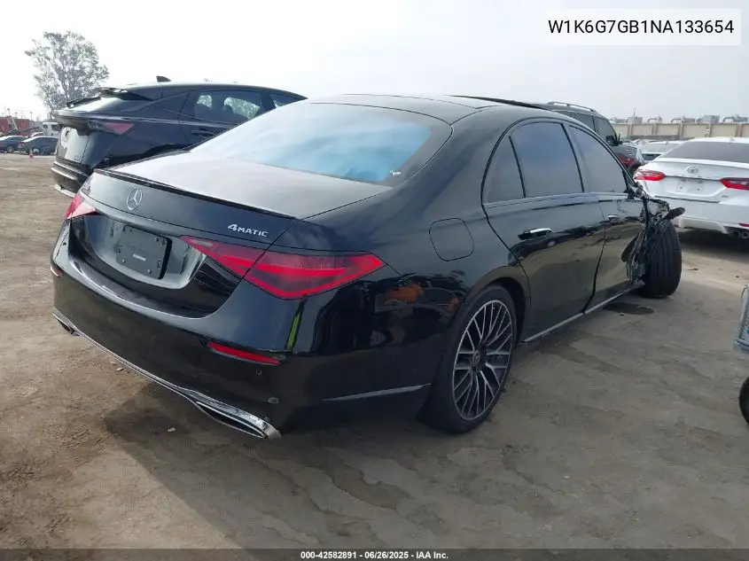 2022 Mercedes-Benz S 580 4Matic VIN: W1K6G7GB1NA133654 Lot: 42582891