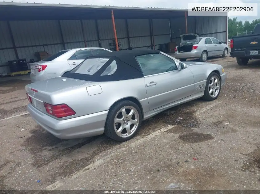2002 Mercedes-Benz Sl 500 VIN: WDBFA68F22F202906 Lot: 42104956
