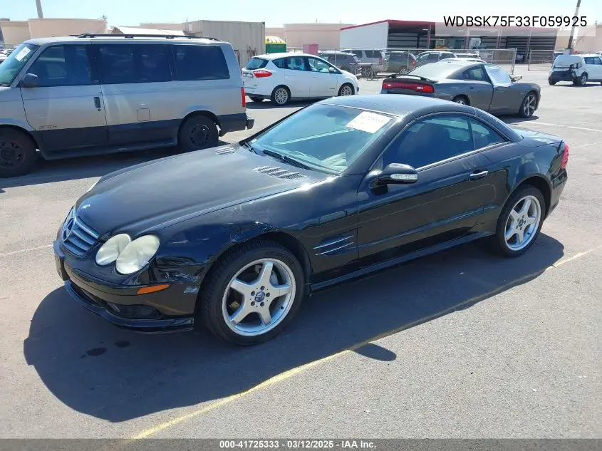 2003 Mercedes-Benz Sl 500 VIN: WDBSK75F33F059925 Lot: 41725333