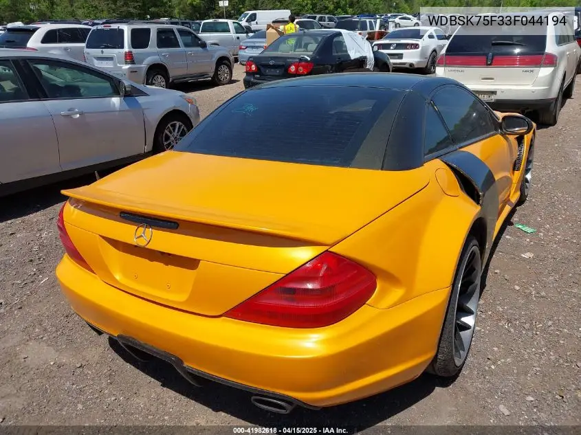 2003 Mercedes-Benz Sl 500 VIN: WDBSK75F33F044194 Lot: 41982618