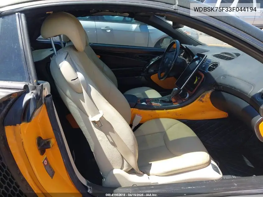 2003 Mercedes-Benz Sl 500 VIN: WDBSK75F33F044194 Lot: 41982618