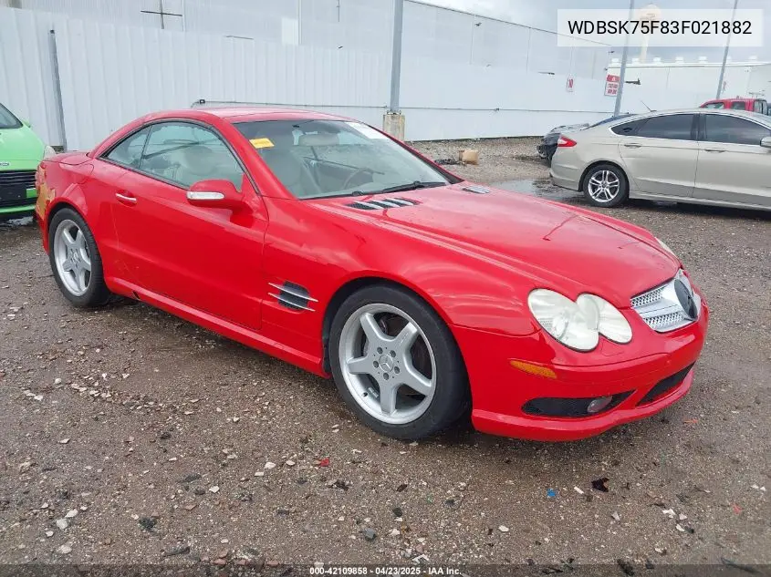 2003 Mercedes-Benz Sl 500 VIN: WDBSK75F83F021882 Lot: 42109858