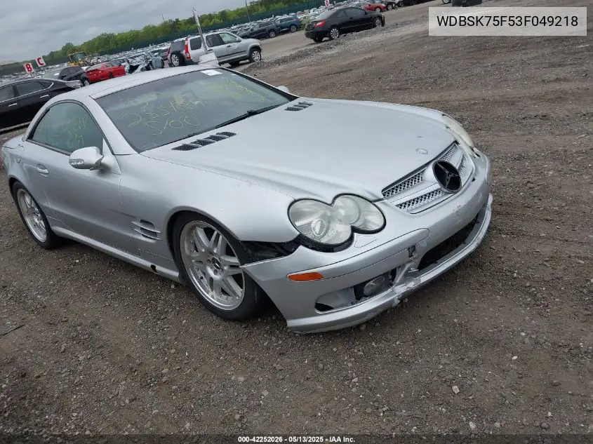 2003 Mercedes-Benz Sl 500 VIN: WDBSK75F53F049218 Lot: 42252026
