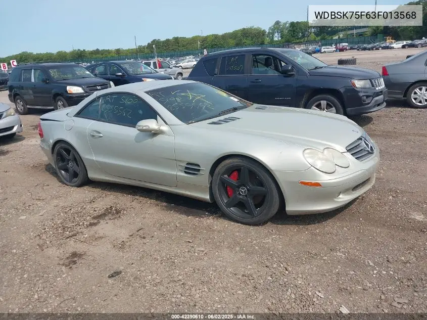 2003 Mercedes-Benz Sl 500 VIN: WDBSK75F63F013568 Lot: 42390610