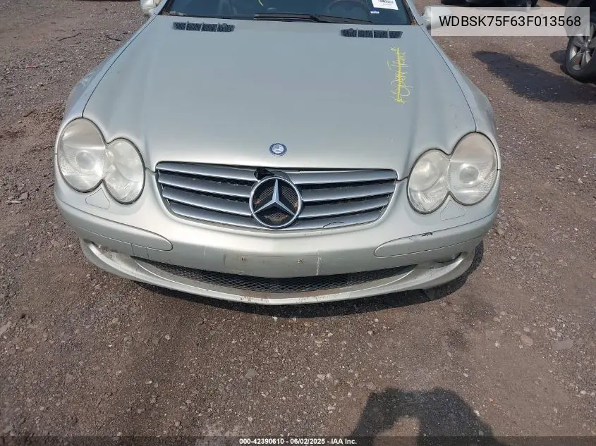 2003 Mercedes-Benz Sl 500 VIN: WDBSK75F63F013568 Lot: 42390610