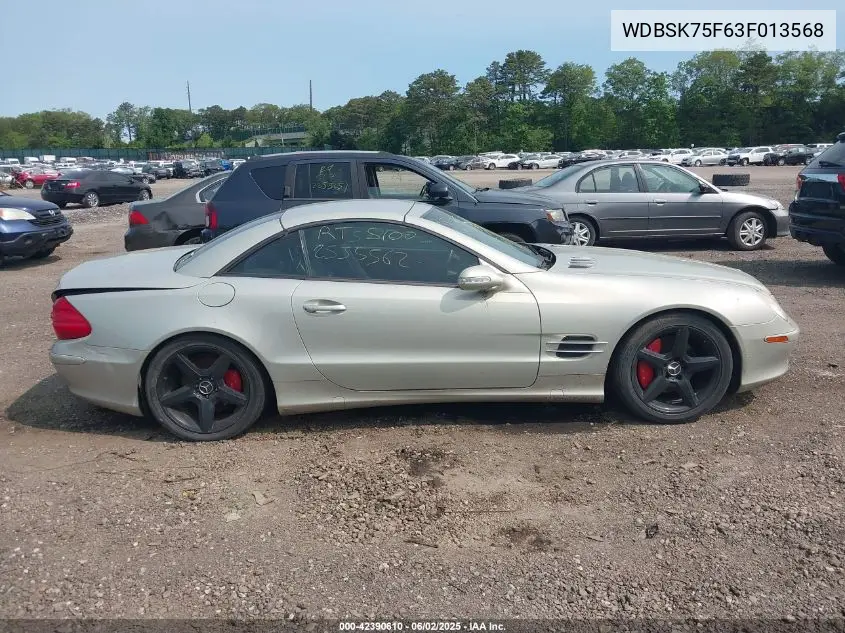 2003 Mercedes-Benz Sl 500 VIN: WDBSK75F63F013568 Lot: 42390610