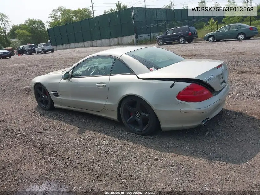 2003 Mercedes-Benz Sl 500 VIN: WDBSK75F63F013568 Lot: 42390610