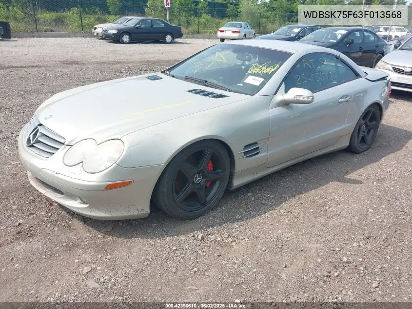 2003 Mercedes-Benz Sl 500 VIN: WDBSK75F63F013568 Lot: 42390610