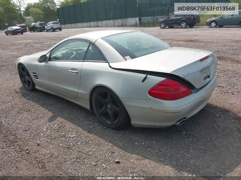 2003 Mercedes-Benz Sl 500 VIN: WDBSK75F63F013568 Lot: 42390610