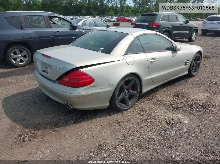 2003 Mercedes-Benz Sl 500 VIN: WDBSK75F63F013568 Lot: 42390610
