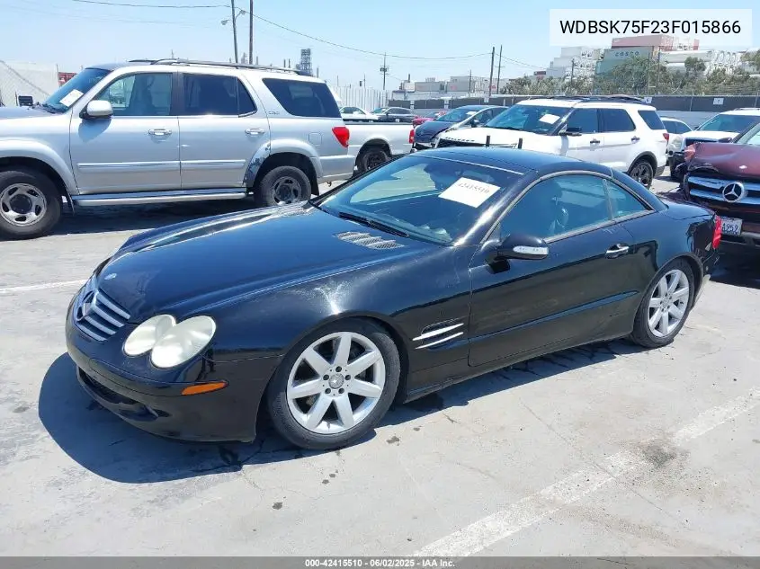 2003 Mercedes-Benz Sl 500 VIN: WDBSK75F23F015866 Lot: 42415510