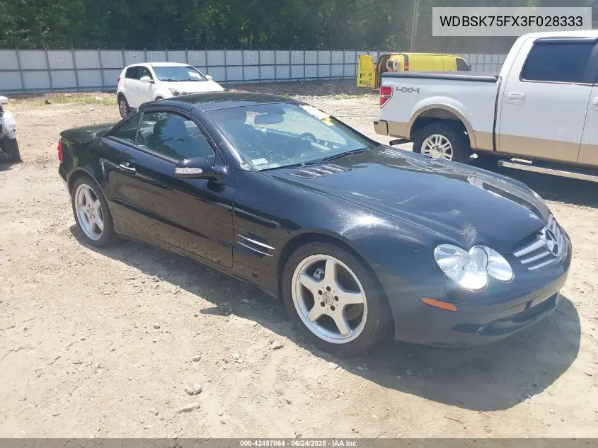 2003 Mercedes-Benz Sl 500 VIN: WDBSK75FX3F028333 Lot: 42457064