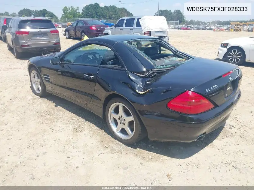 2003 Mercedes-Benz Sl 500 VIN: WDBSK75FX3F028333 Lot: 42457064