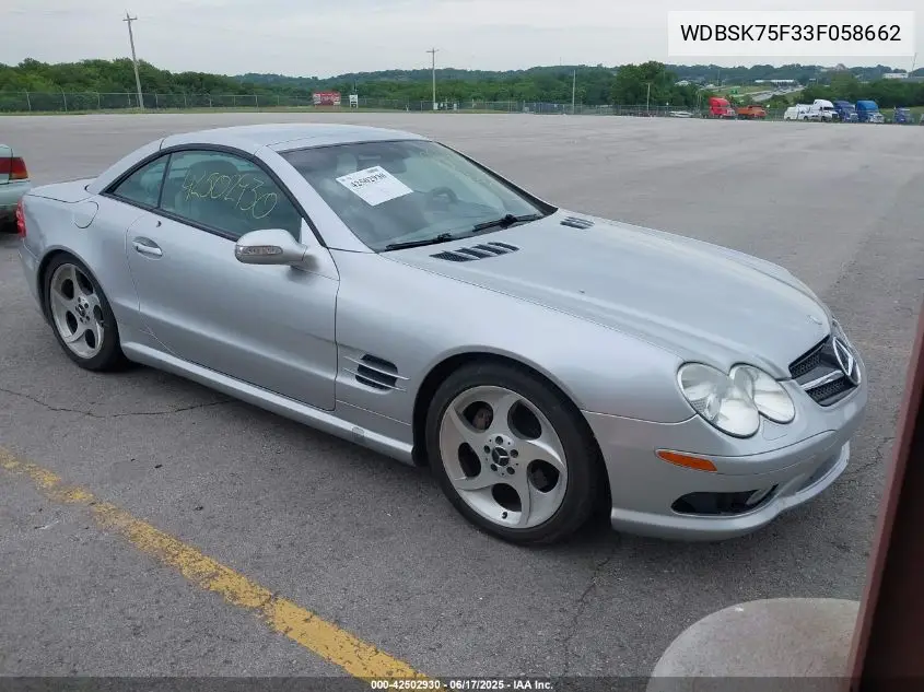 2003 Mercedes-Benz Sl 500 VIN: WDBSK75F33F058662 Lot: 42502930