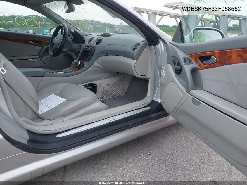 2003 Mercedes-Benz Sl 500 VIN: WDBSK75F33F058662 Lot: 42502930