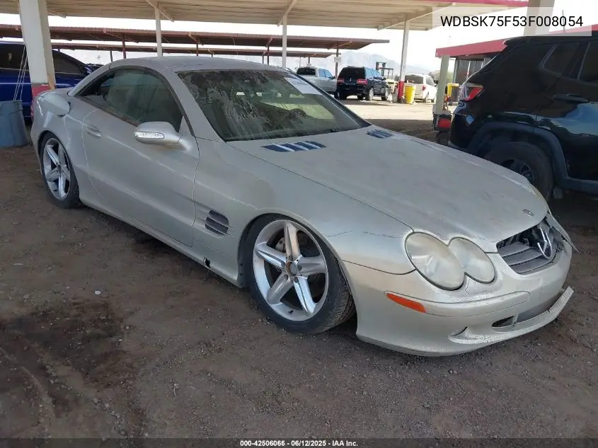 2003 Mercedes-Benz Sl 500 VIN: WDBSK75F53F008054 Lot: 42506066