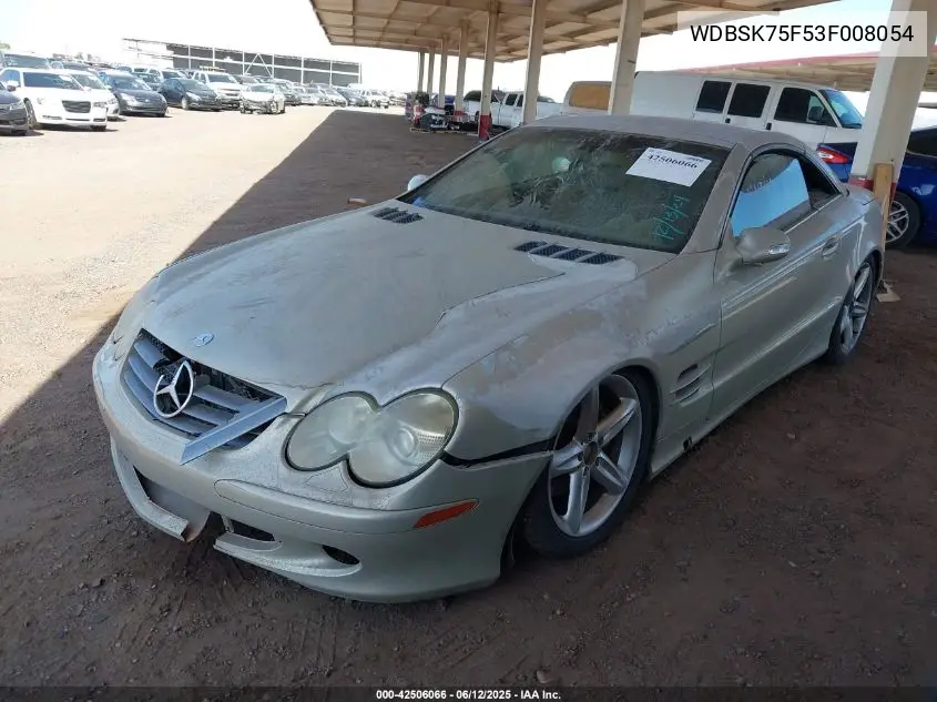 2003 Mercedes-Benz Sl 500 VIN: WDBSK75F53F008054 Lot: 42506066