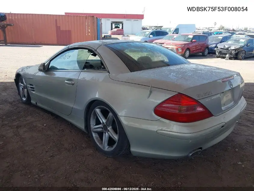 2003 Mercedes-Benz Sl 500 VIN: WDBSK75F53F008054 Lot: 42506066