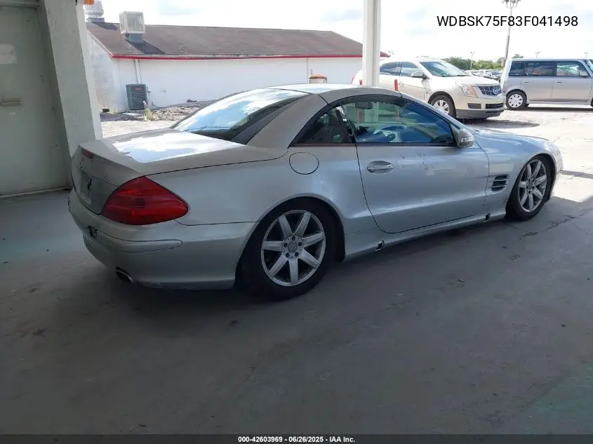 2003 Mercedes-Benz Sl 500 VIN: WDBSK75F83F041498 Lot: 42603969