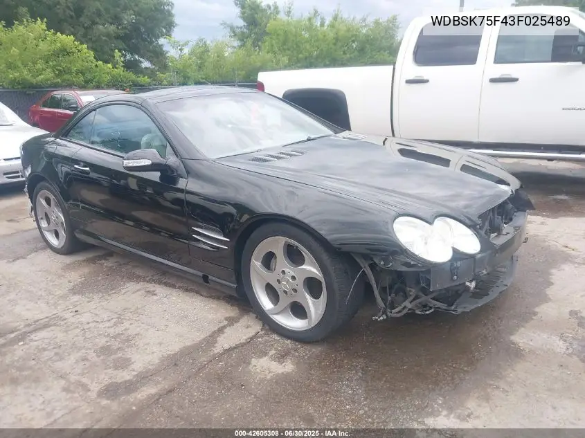 2003 Mercedes-Benz Sl 500 VIN: WDBSK75F43F025489 Lot: 42605308