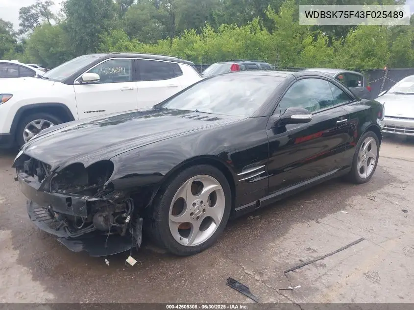 2003 Mercedes-Benz Sl 500 VIN: WDBSK75F43F025489 Lot: 42605308