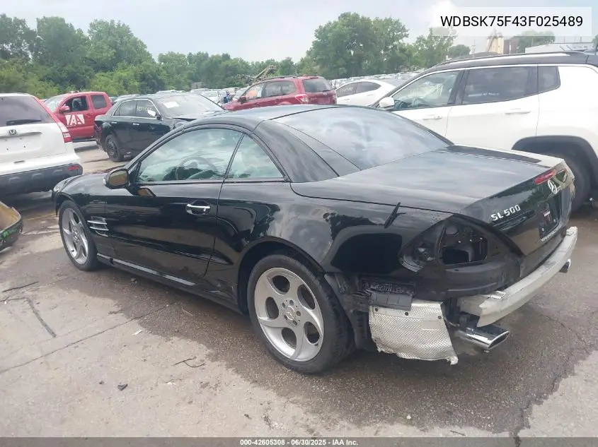 2003 Mercedes-Benz Sl 500 VIN: WDBSK75F43F025489 Lot: 42605308