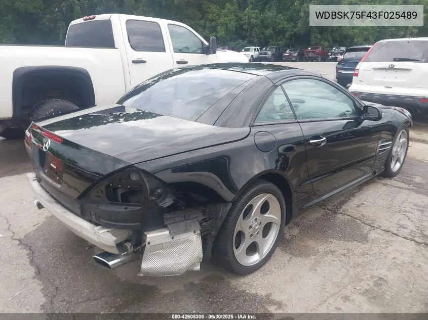 2003 Mercedes-Benz Sl 500 VIN: WDBSK75F43F025489 Lot: 42605308