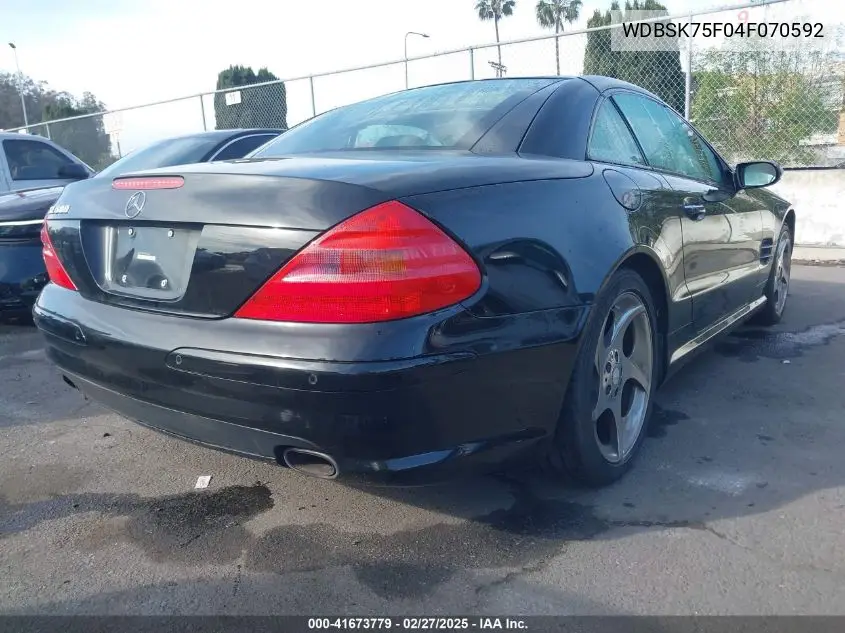 2004 Mercedes-Benz Sl 500 VIN: WDBSK75F04F070592 Lot: 41673779