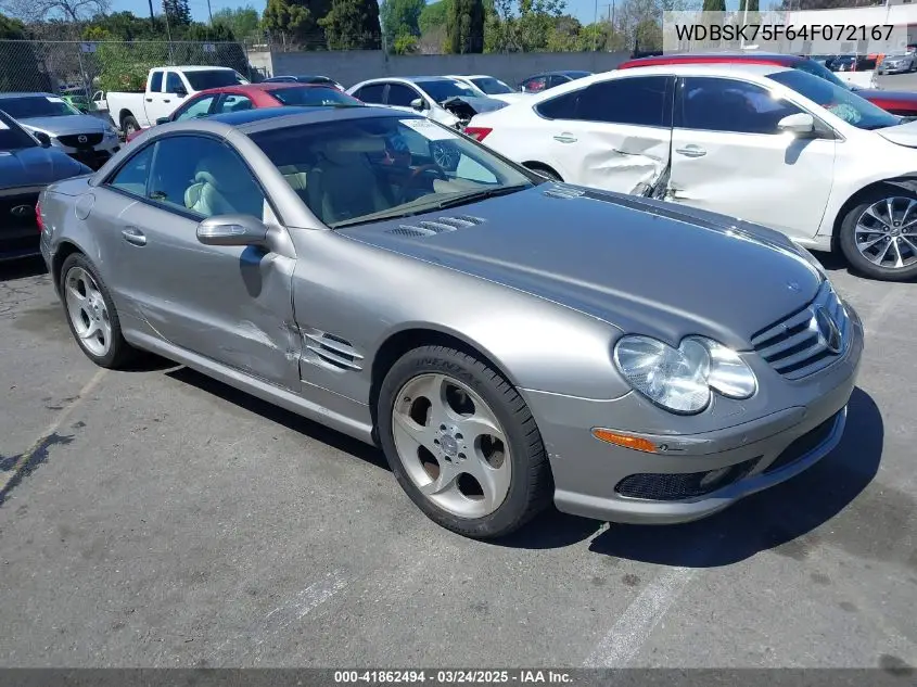 2004 Mercedes-Benz Sl 500 VIN: WDBSK75F64F072167 Lot: 41862494