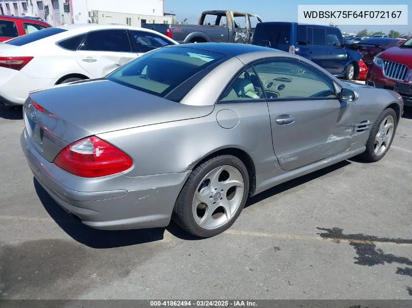 2004 Mercedes-Benz Sl 500 VIN: WDBSK75F64F072167 Lot: 41862494